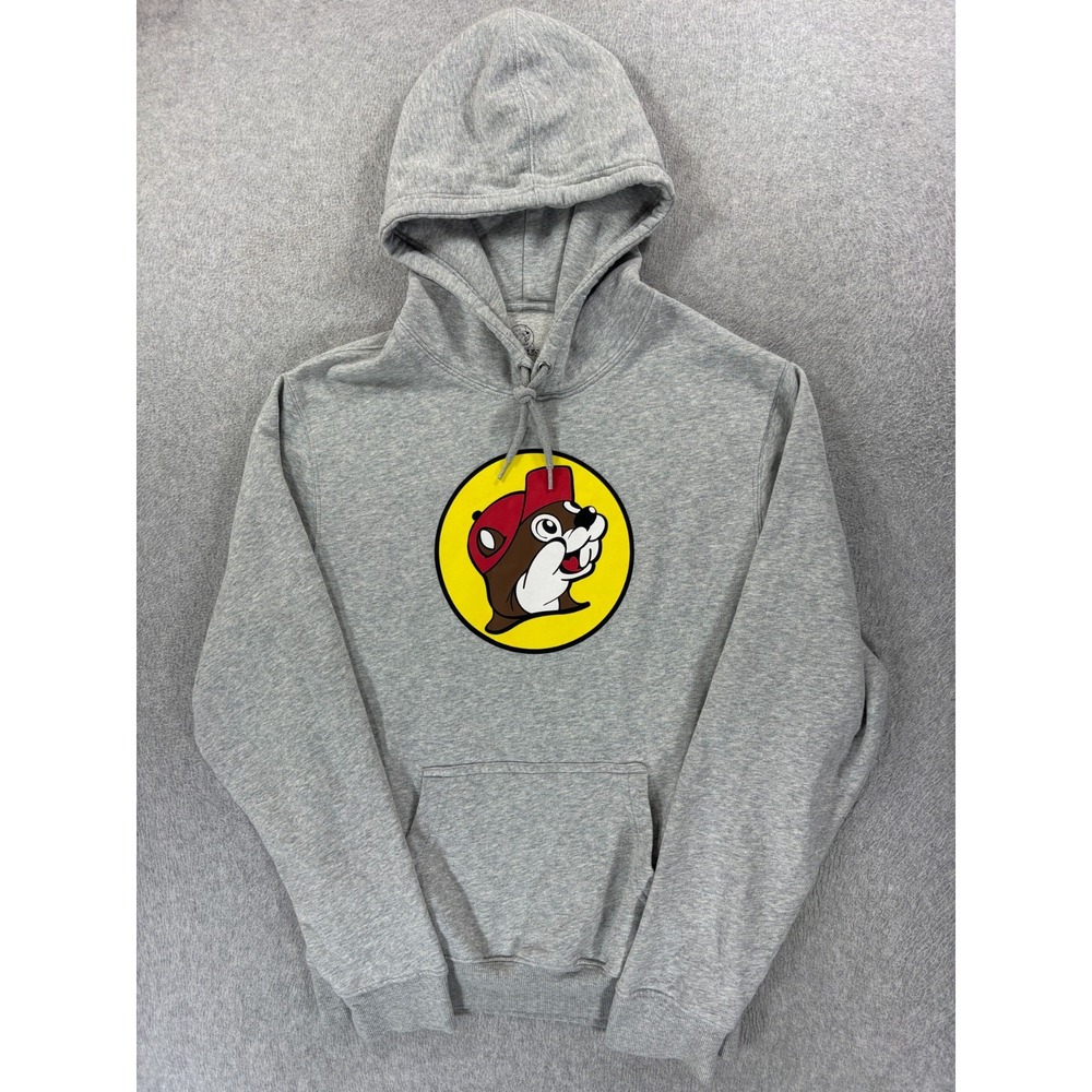 Buc-ee's Screened Logo Midweight Hoodie Sweatshirt (Men's Medium) Gray